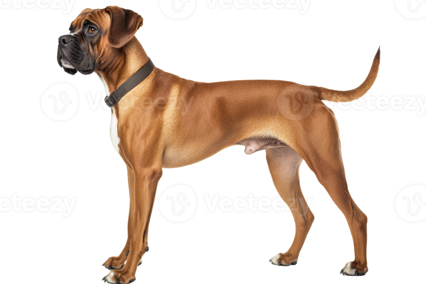 Boxer dog standing confidently in studio setting png