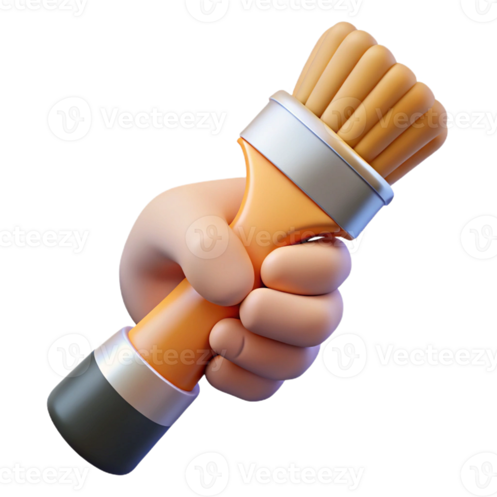 dramatic modern Hand Holding Paintbrush Angled View Isolated on Transparent Background exclusive png