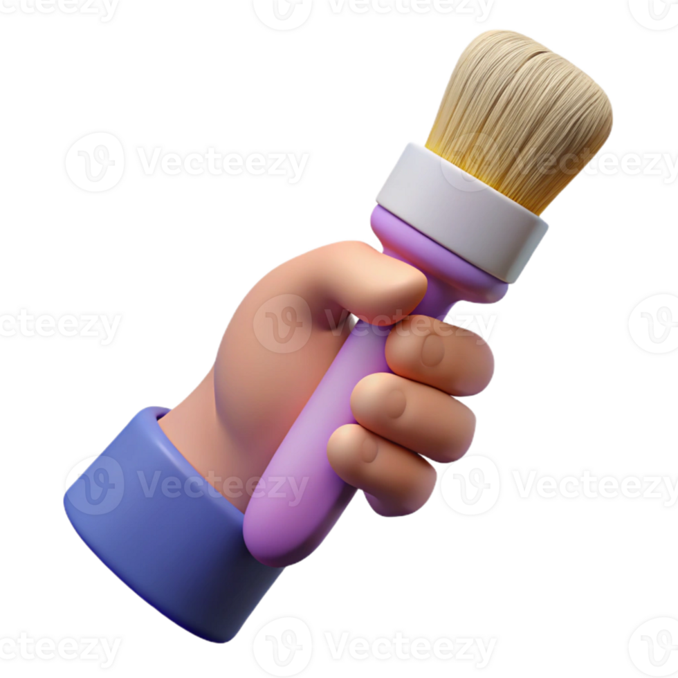 vibrant rustic Hand Holding Paintbrush Isolated detailed png