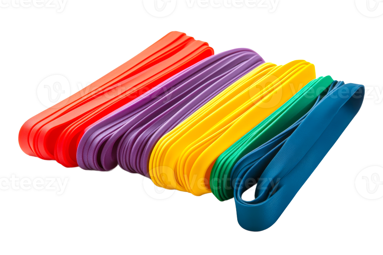Neatly arranged colorful elastic bands png