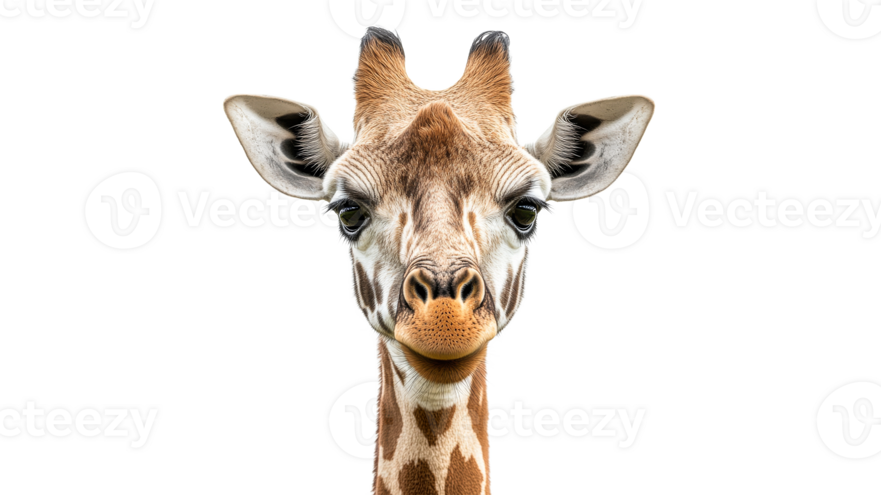 Giraffe portrait with detailed facial features png