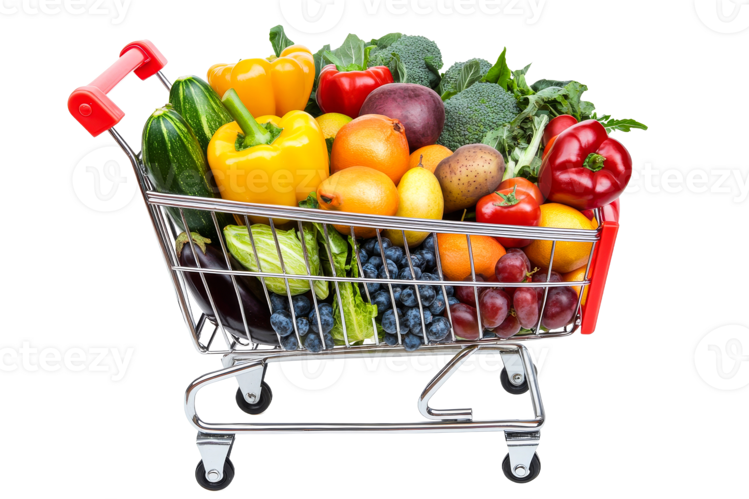 Vibrant fruits in shopping cart png