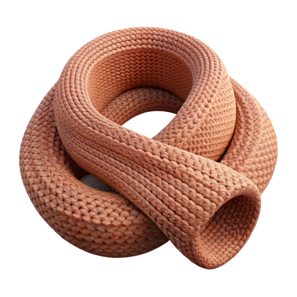 impressive creative Hand Knitted Scarf with Fringe Warm Color Palette Isolated on Transparent Background exclusive png