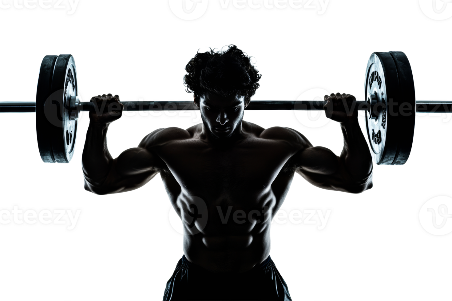 Muscular man lifting weights png