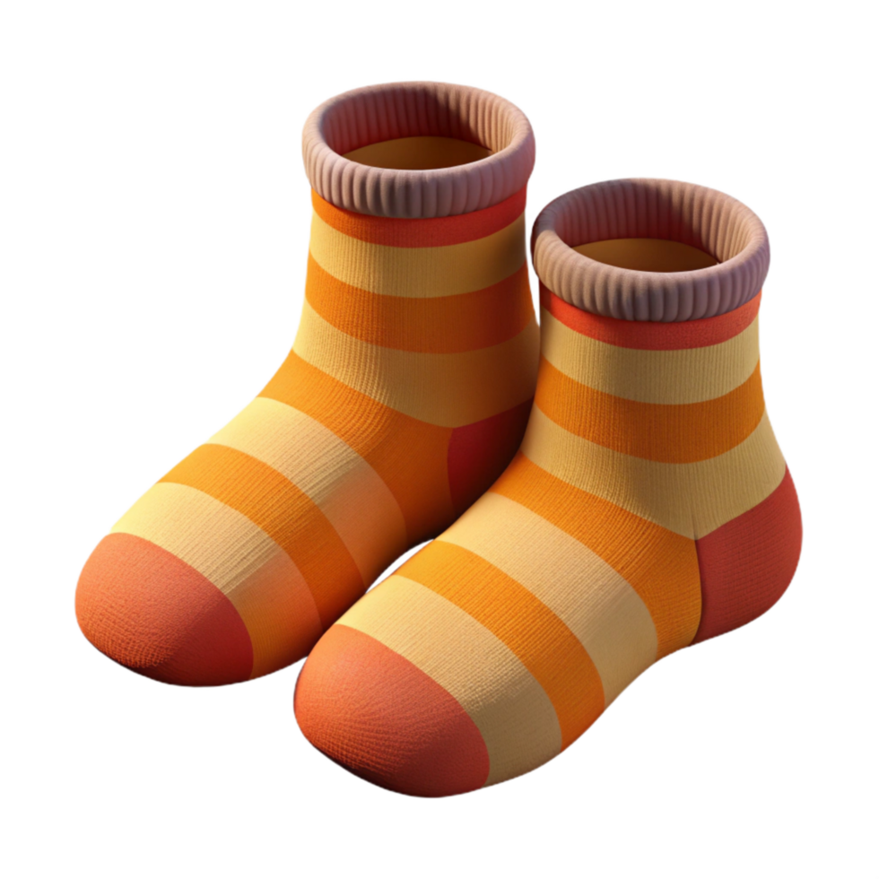 serene rustic Hand Knitted Socks Striped Pattern Warm Colors Isolated on Transparent Background authentic png