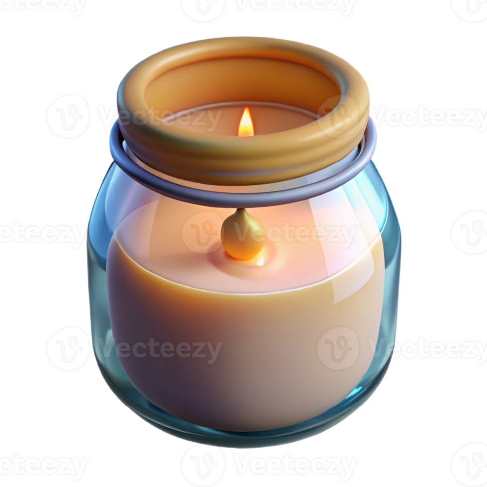 beautiful vintage Handmade Candle in Jar Soft Glow Transparent Background detailed png