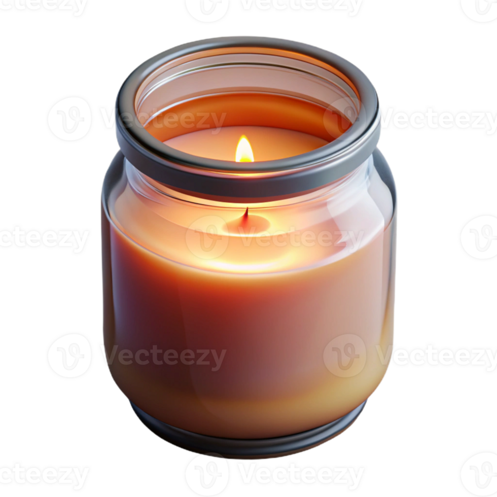 dramatic rustic Handmade Candle in Jar Soft Glow Transparent Background png