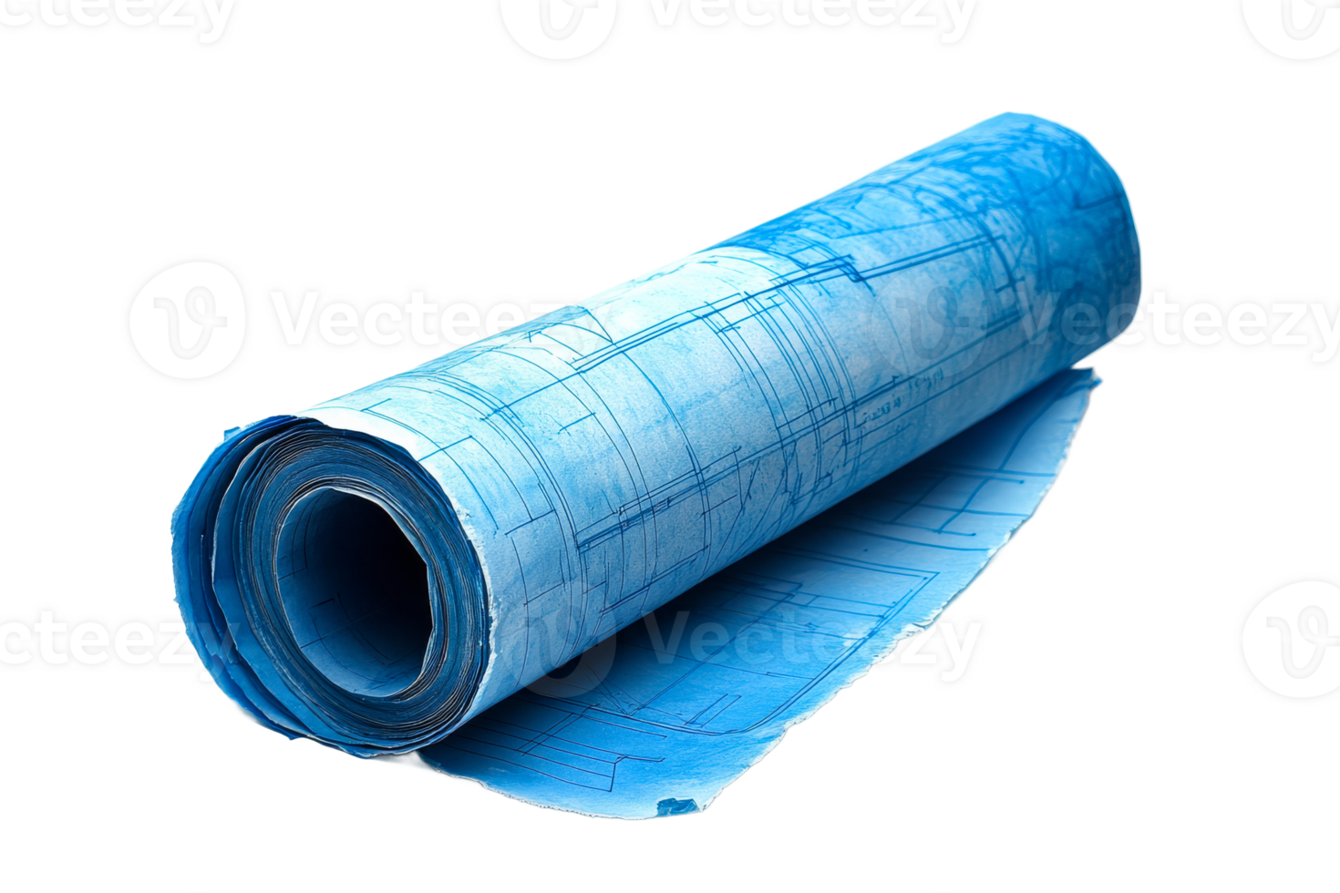 Architectural blueprint rolled on white background png