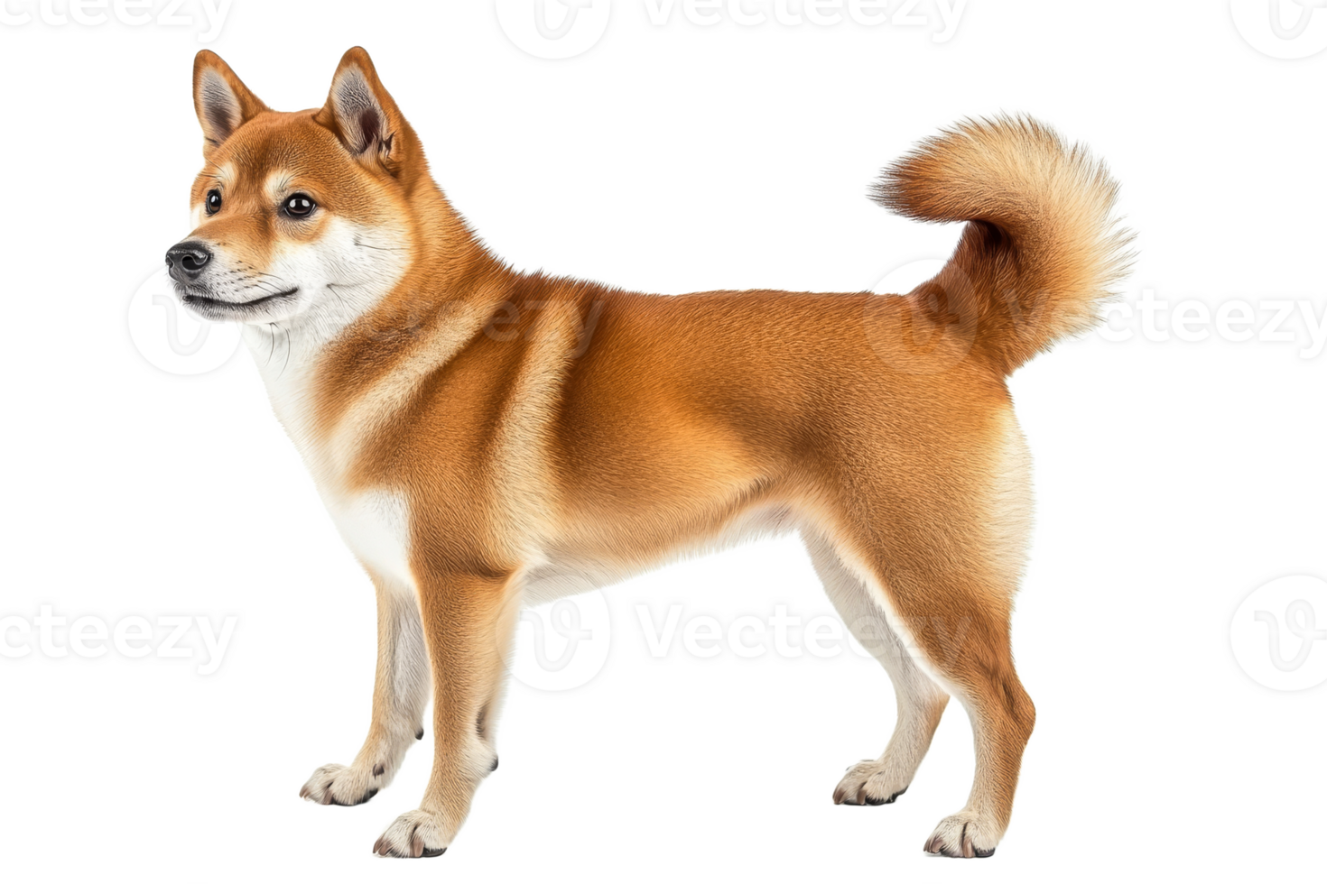 Shiba Inu stands proudly in studio lighting png