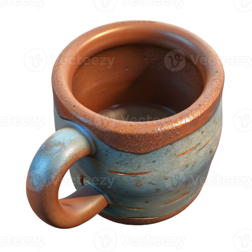 magnificent classic Handmade Ceramic Mug Top View Transparent Background with Rustic Style high resolution png