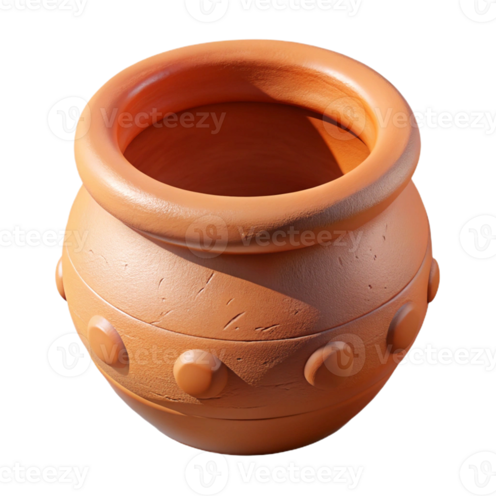 magnificent artistic Handmade Clay Pot Terracotta Color Transparent Background professional png