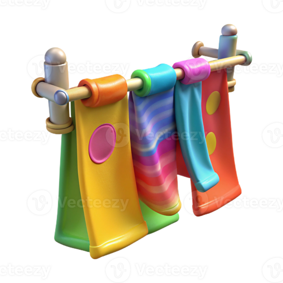 dramatic classic Handmade Clothesline Front View Transparent Background with Bright Colors authentic png