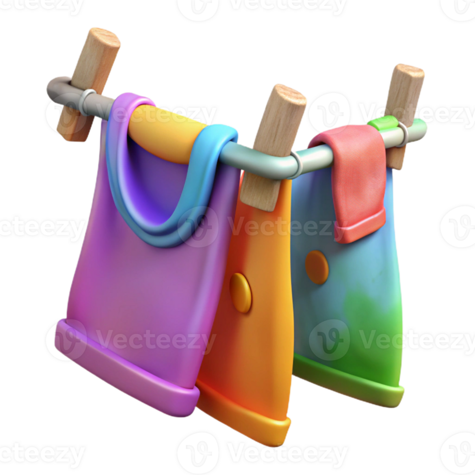 dramatic contemporary Handmade Clothesline Front View Transparent Background with Bright Colors premium png
