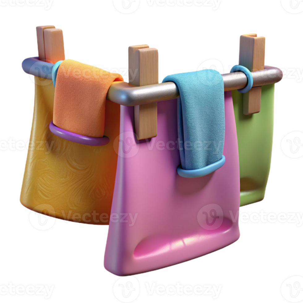 dramatic classic Handmade Clothesline Front View Transparent Background with Bright Colors premium png