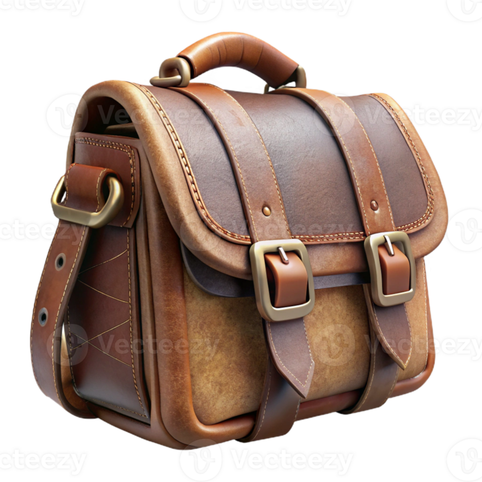 serene vintage Handmade Leather Bag Side Angle Isolated with Rustic Style exclusive png