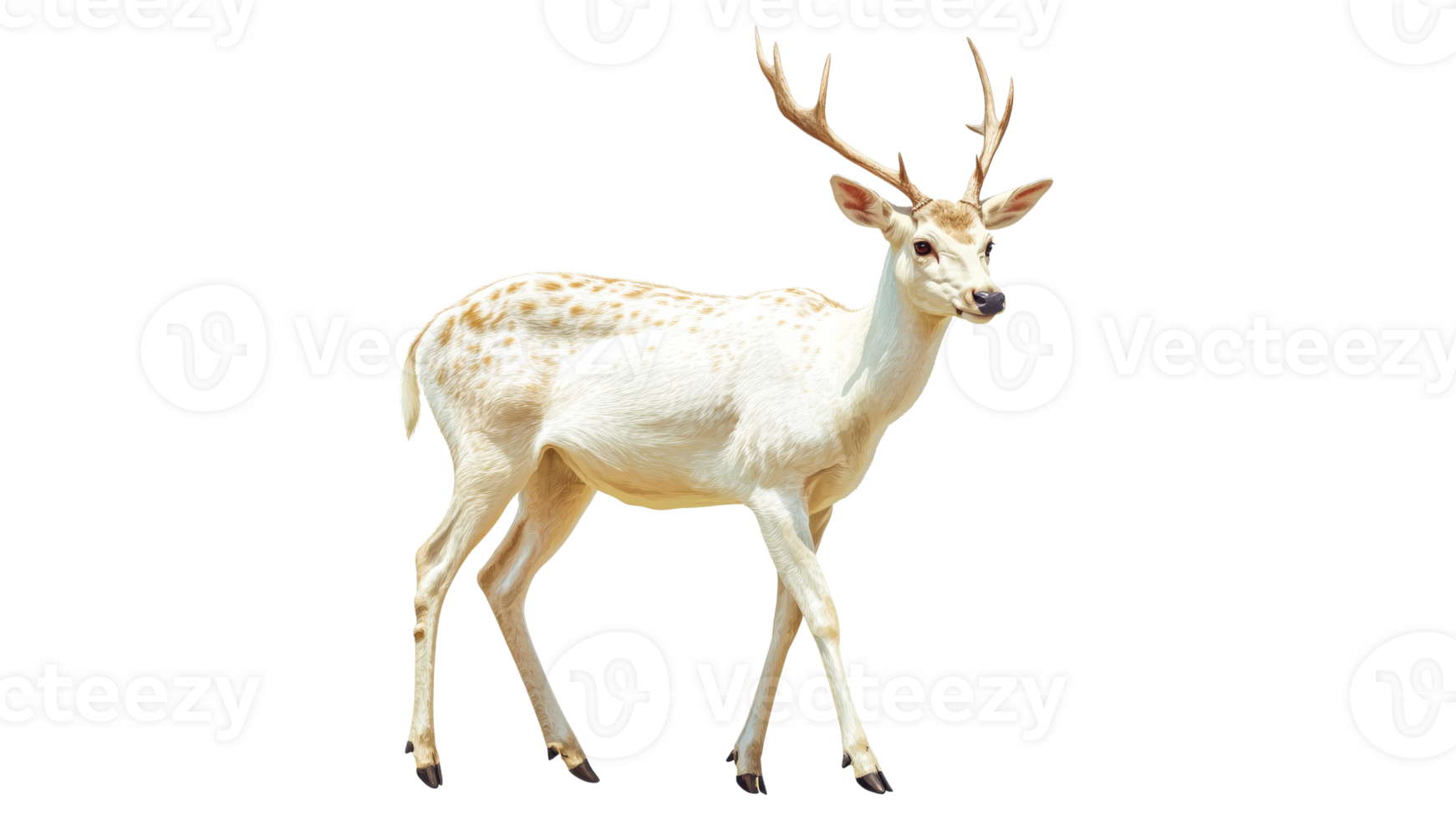 White deer walking gracefully in open field png