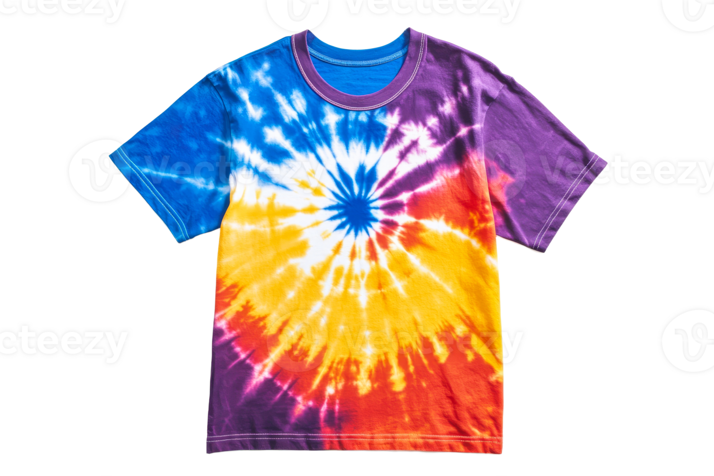 Colorful tie dye tee on white background png