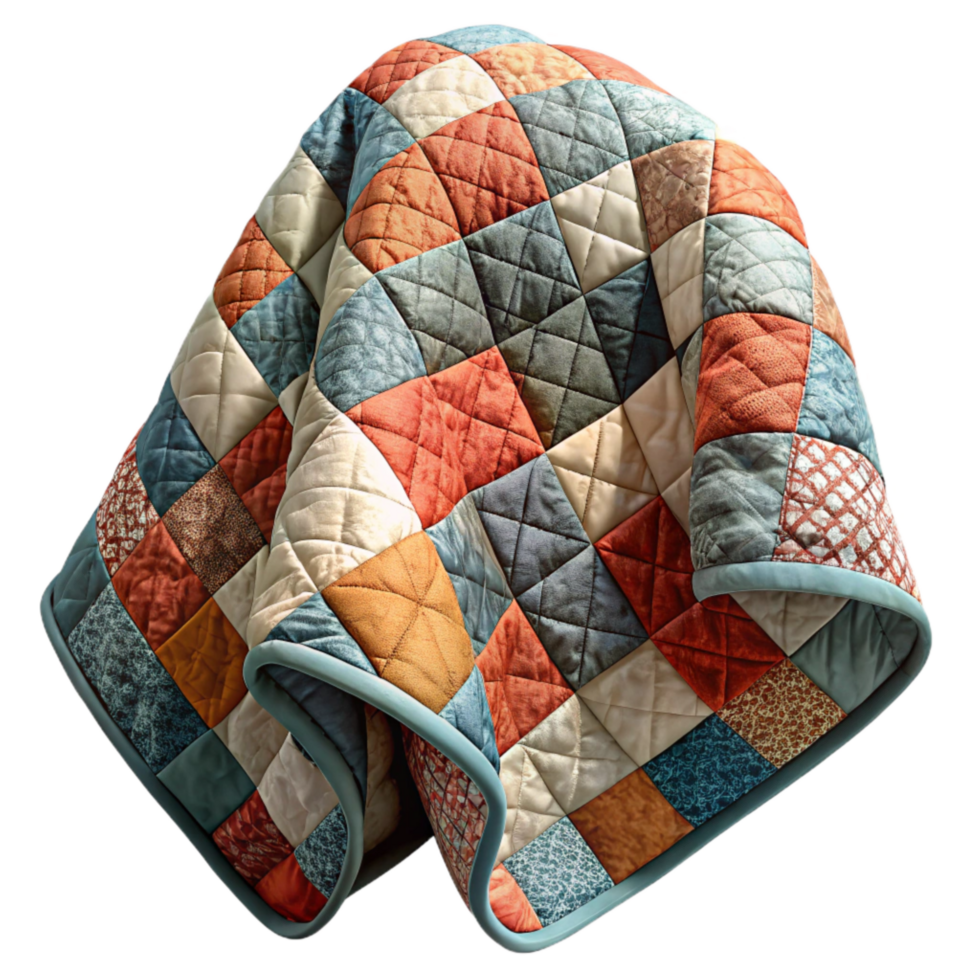 extraordinary classic Handmade Quilt Front View Transparent Background with Patchwork Design high resolution png