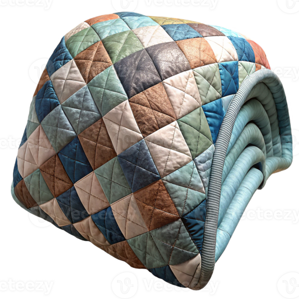 stunning minimalist Handmade Quilt Front View Transparent Background with Patchwork Design high resolution png