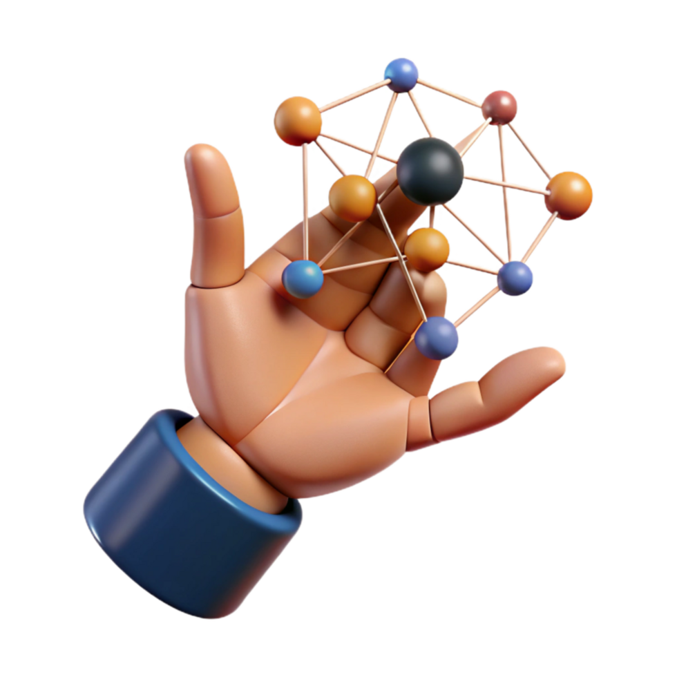 serene creative Hand Manipulating Data Points with Ai Software Isolated authentic png