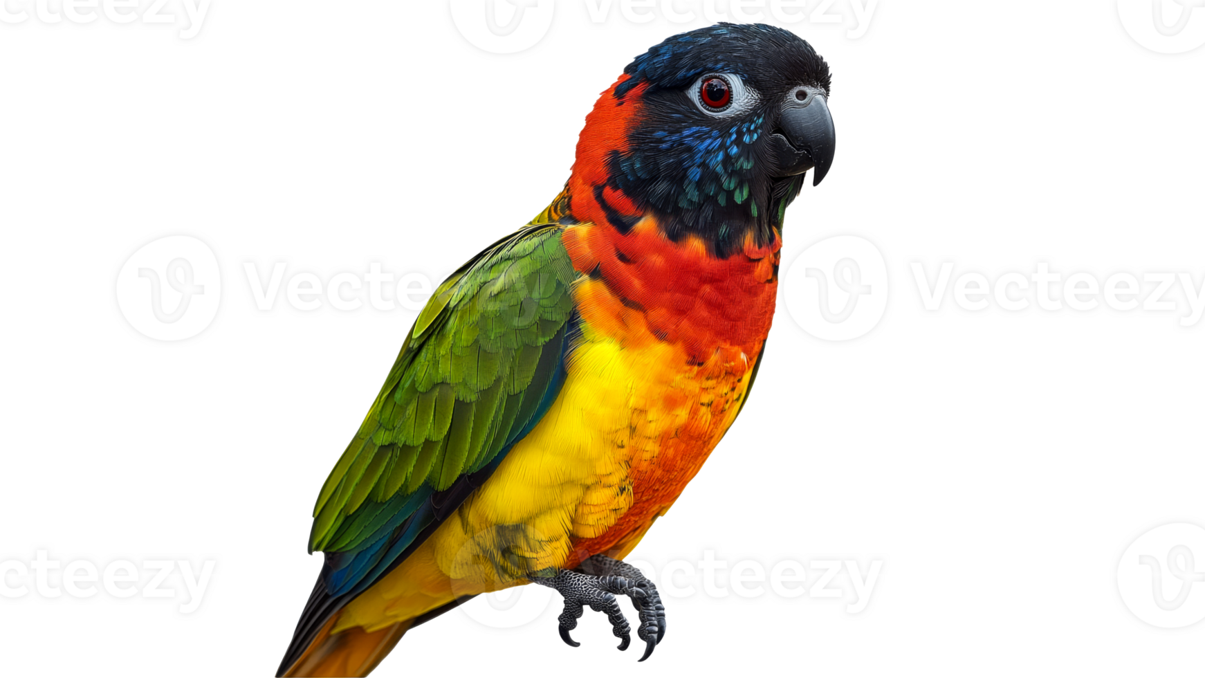 Bright parrot perched on a branch png
