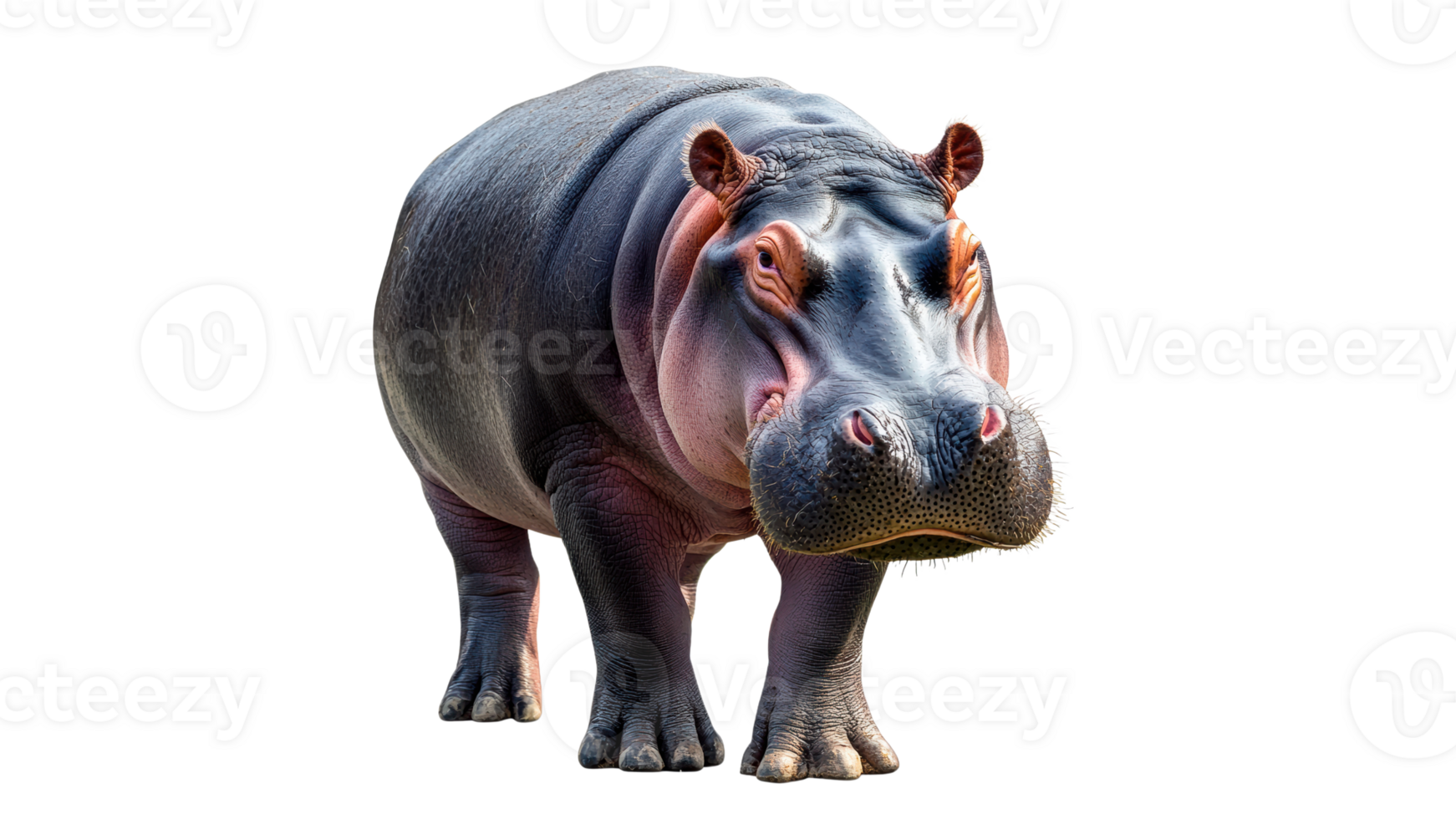 Hippo walking on a white background with focus png