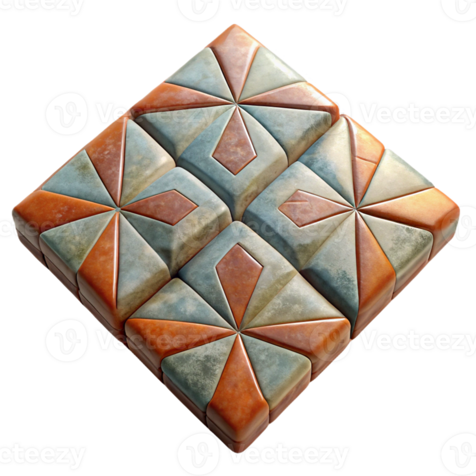 impressive creative Hand Painted Ceramic Tile with Geometric Pattern Transparent Isolated high quality png