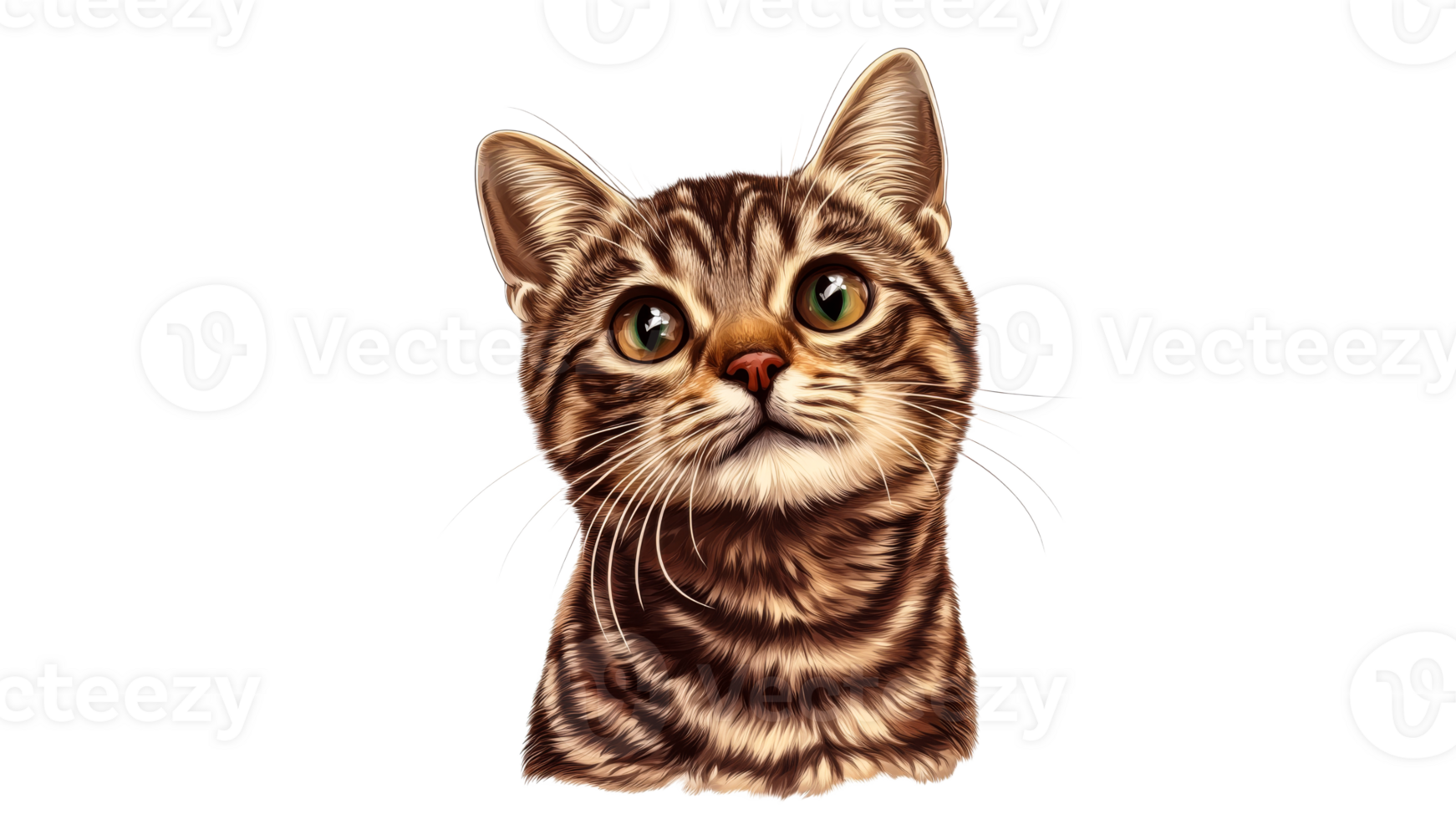 Charming portrait of a curious striped cat png