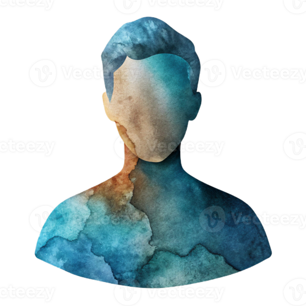 wonderful minimalist Hand Painted Watercolor Portrait Silhouette Cutout authentic png