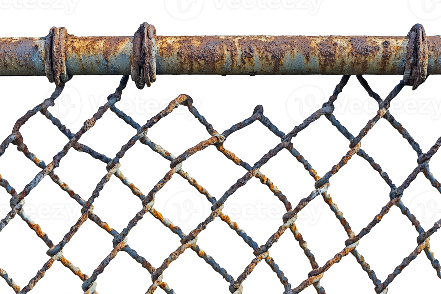 Rusted chain link fence reveals weathered textures png
