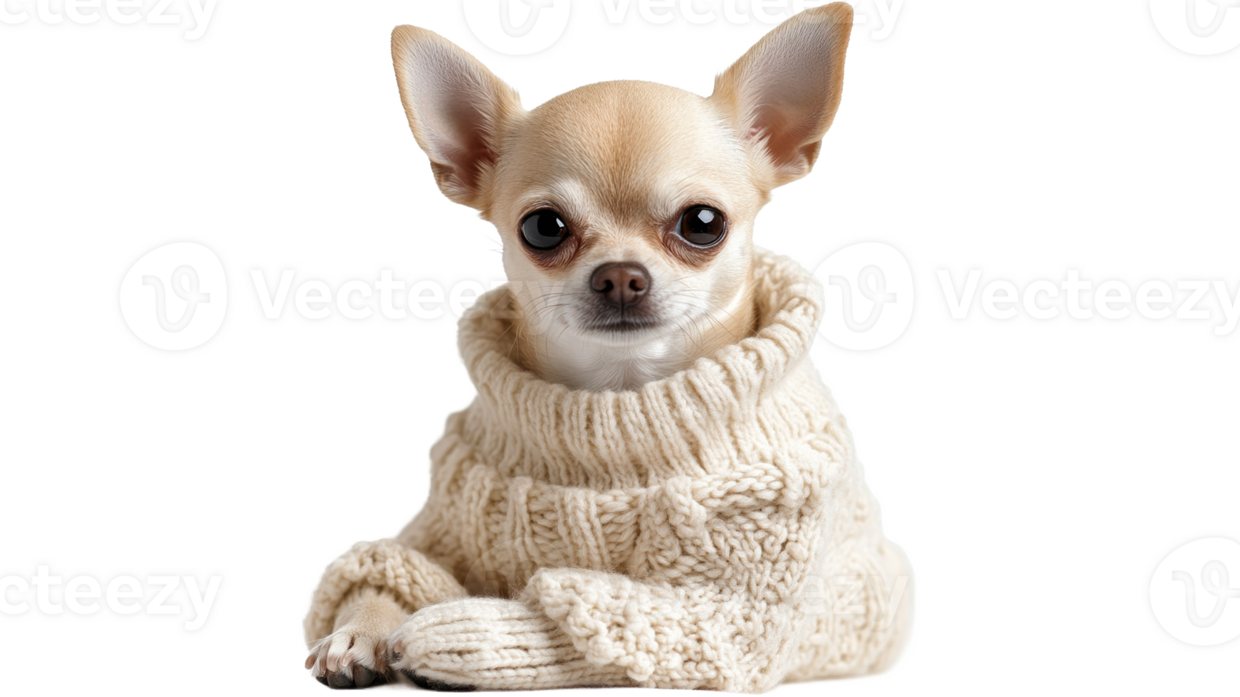 Cute chihuahua dressed in cozy sweater indoors png