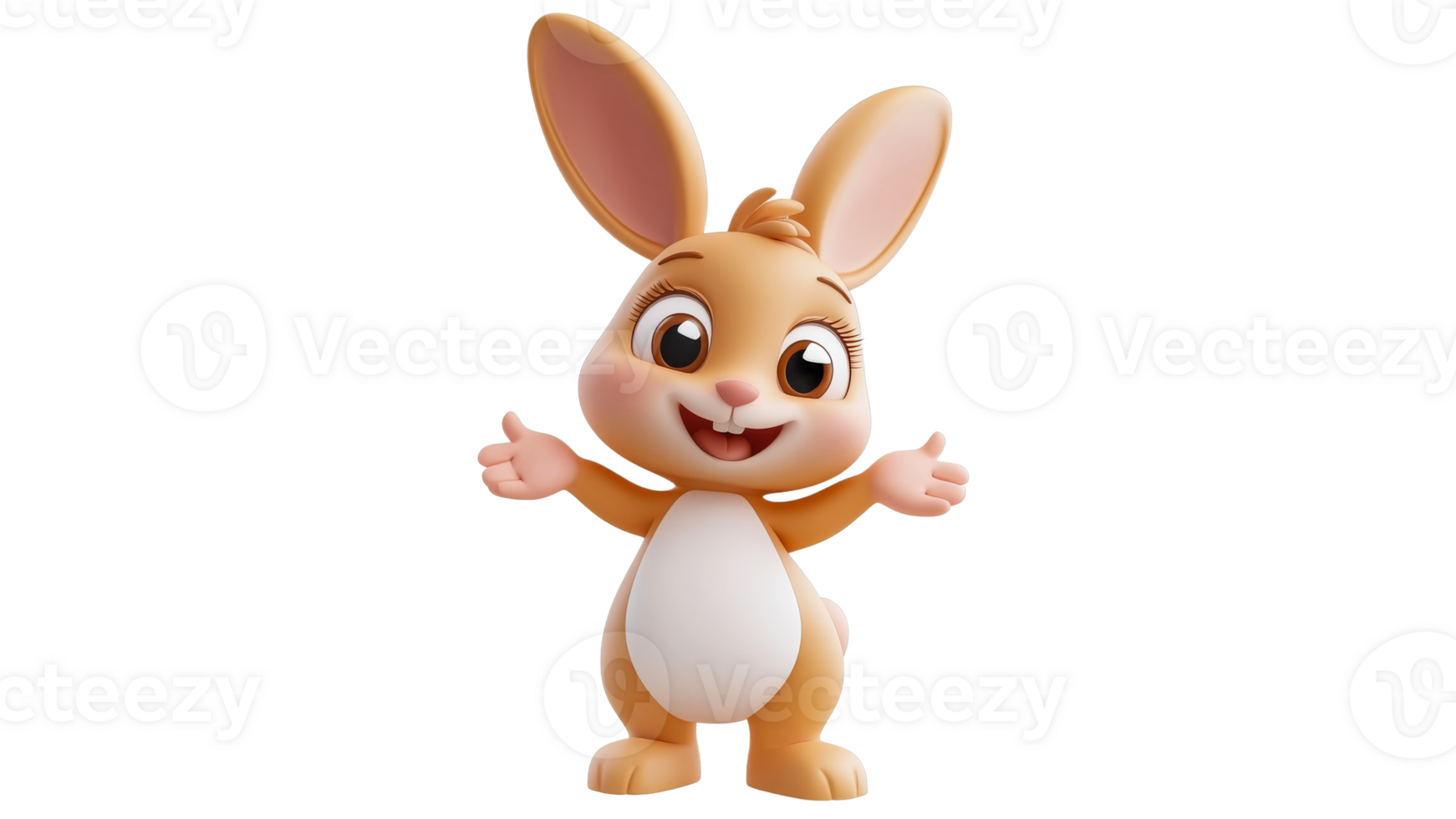 Cute rabbit character in cheerful pose png