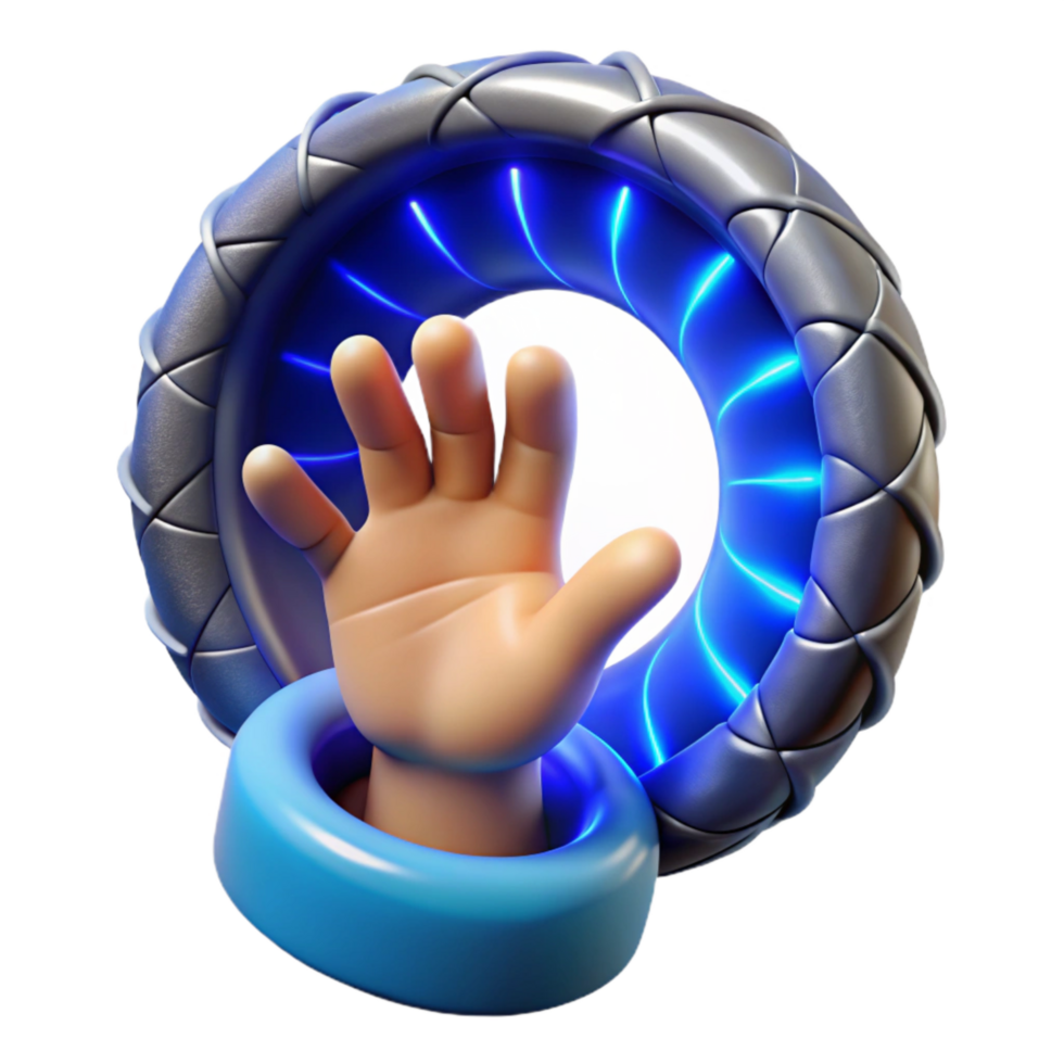 vibrant rustic Hand Reaching Into Portal Blue Energy Isolated Element professional png