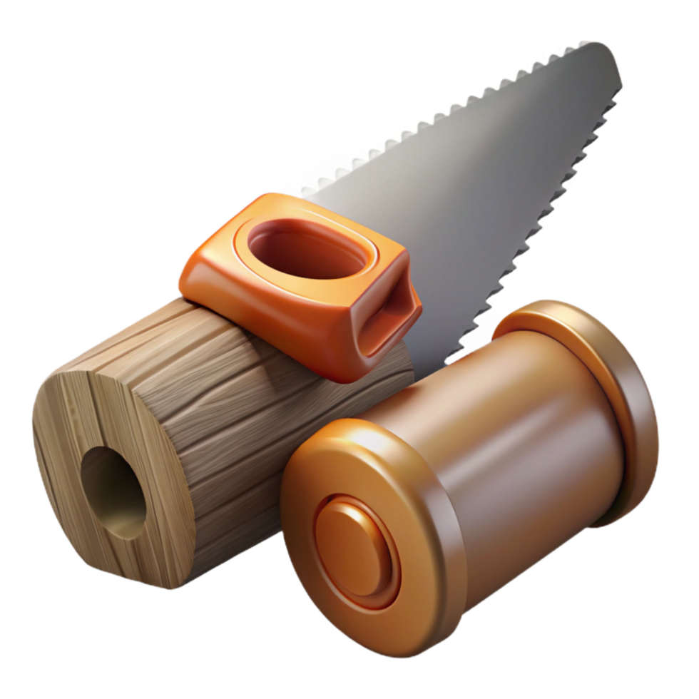 extraordinary minimalist Hand Saw and Log Side Angle Cutout with Realistic Texture genuine png
