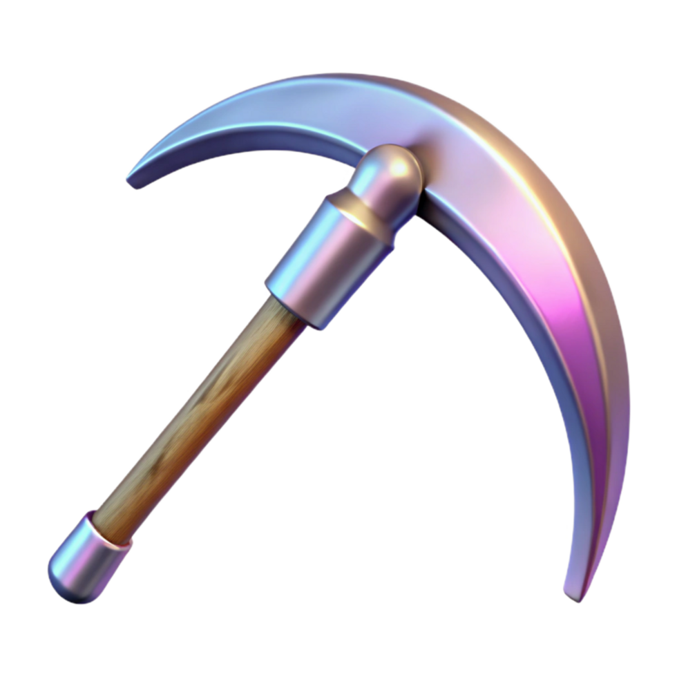 dramatic creative Hand Scythe Side Angle Transparent Background with Metallic Sheen original png