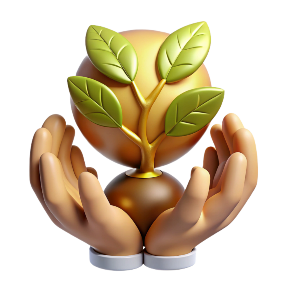 extraordinary traditional Hands Cupping Sapling Cutout Golden Hour Lighting high quality png