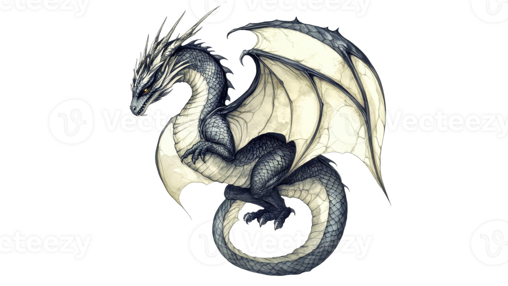 Majestic dragon with intricate details and wings png