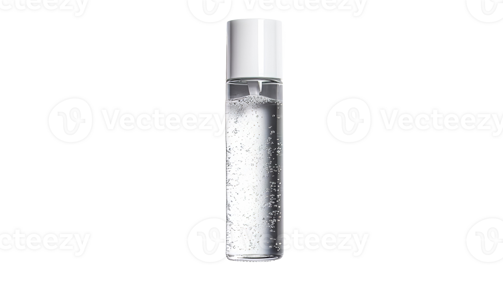 Clear liquid in a clear bottle with a cap png