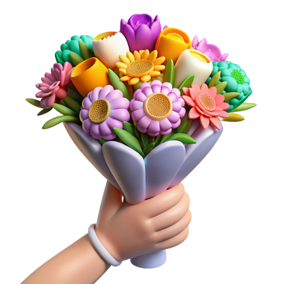 extraordinary artistic Hands Holding Bouquet of Flowers Isolated Colorful Arrangement high resolution png
