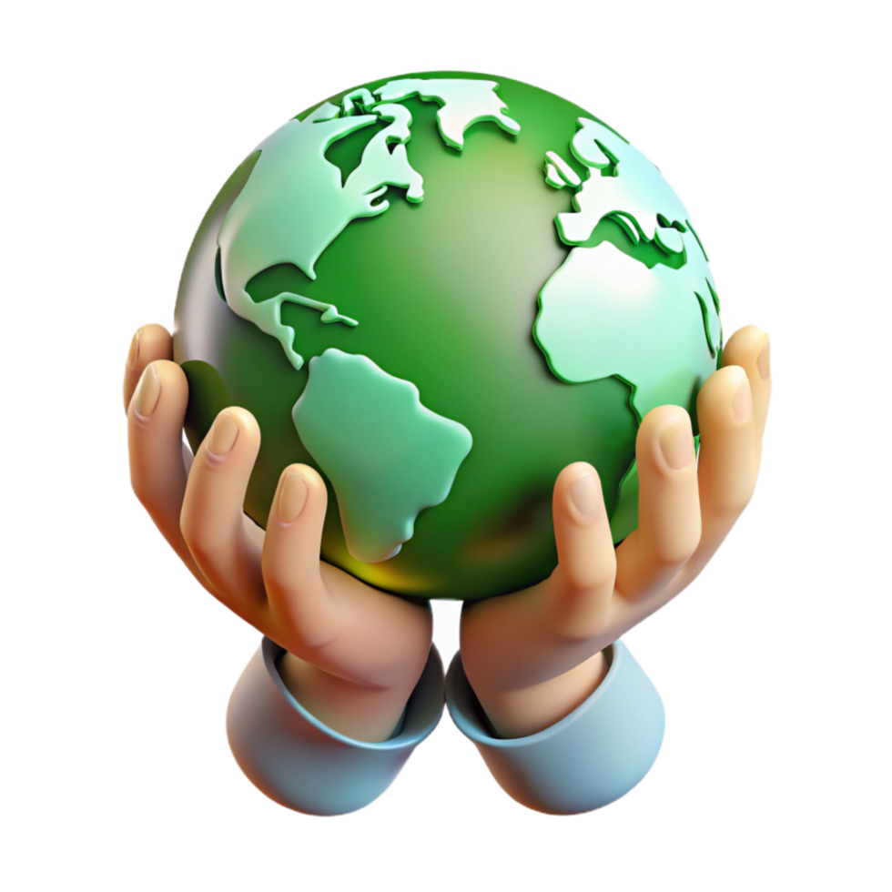 extraordinary traditional Hands Holding Earth Globe Green Hues Transparent Background png