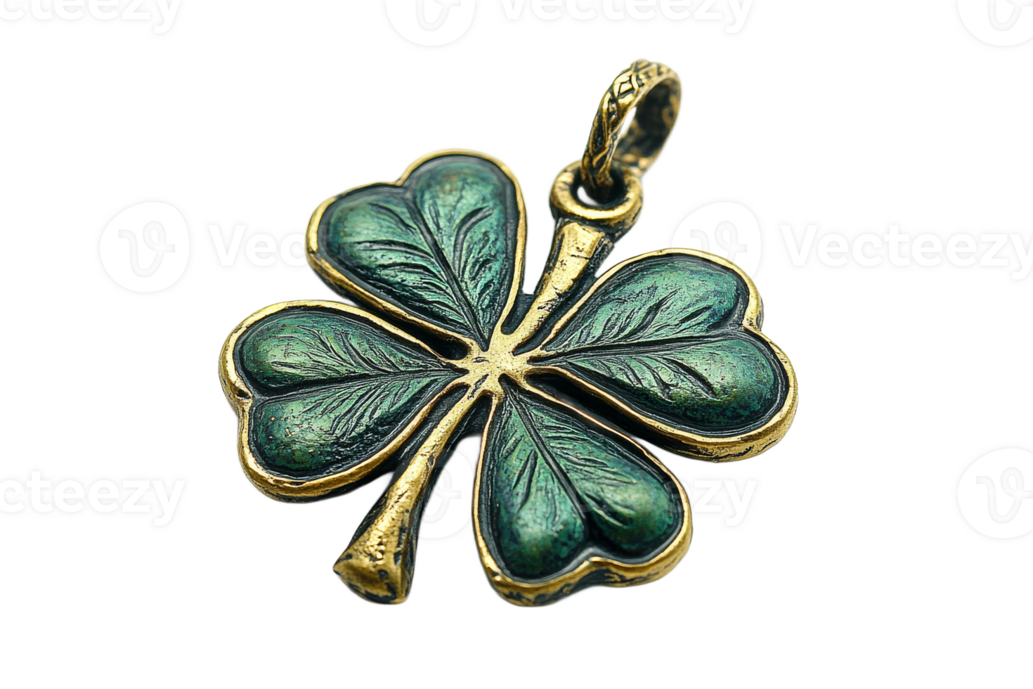 Beautiful four leaf clover pendant in green tone png