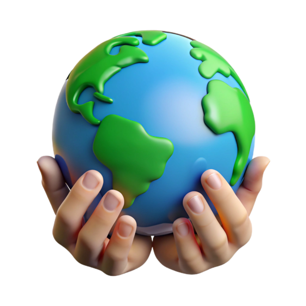 impressive contemporary Hands Holding Globe Green and Blue Isolated Cutout original png