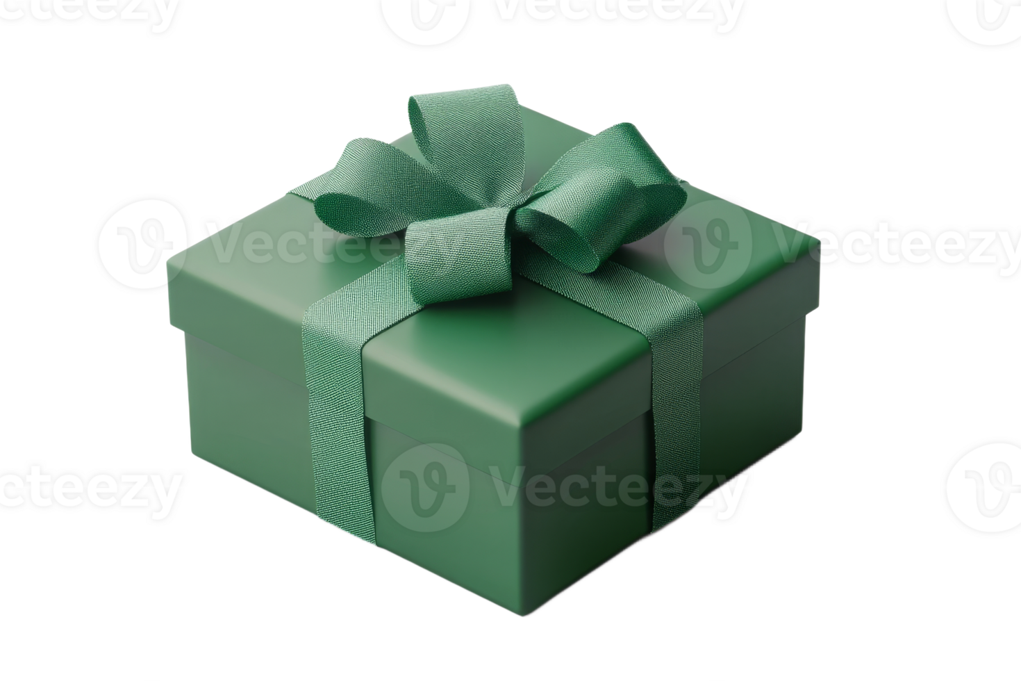 Green gift box with ribbon ribbon on top png