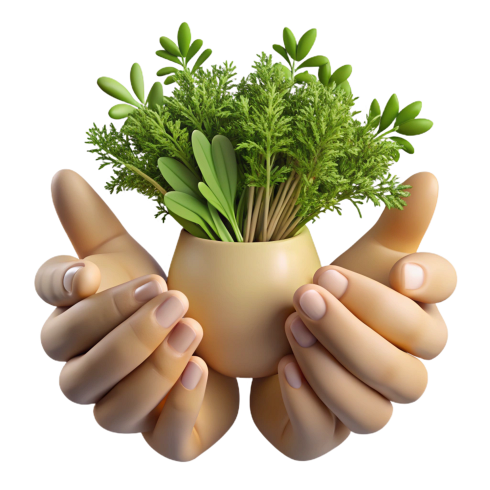 magnificent vintage Hands Holding Fresh Herbs Cutout Aromatic Bunches professional png