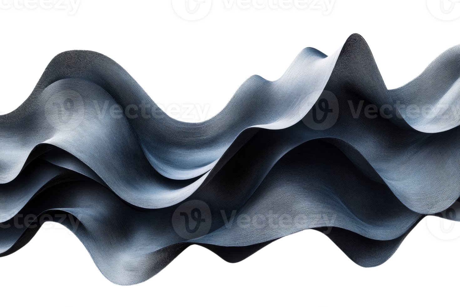 Textured wavy fabric in deep shades of blue png