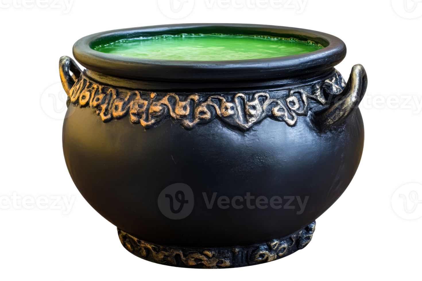 Cauldron filled with green liquid on display png