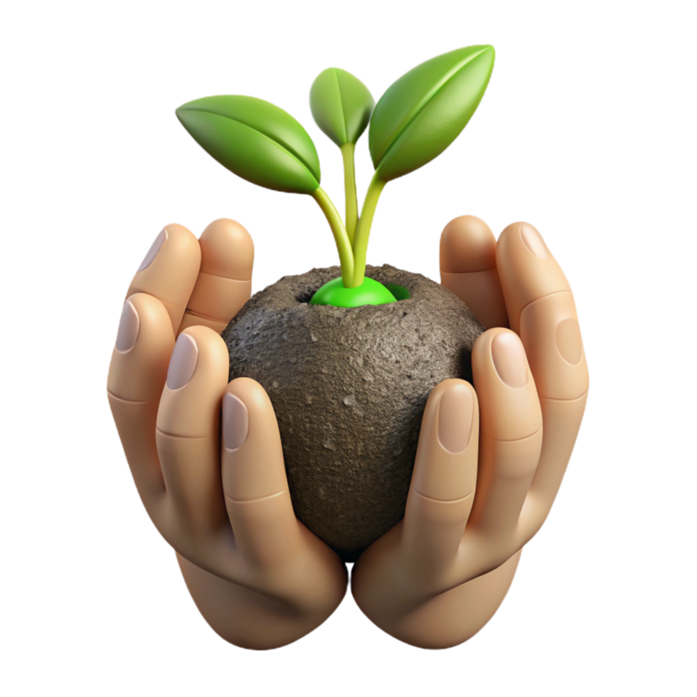 dramatic traditional Hands Holding Seedlings Ready for Planting Isolated original png