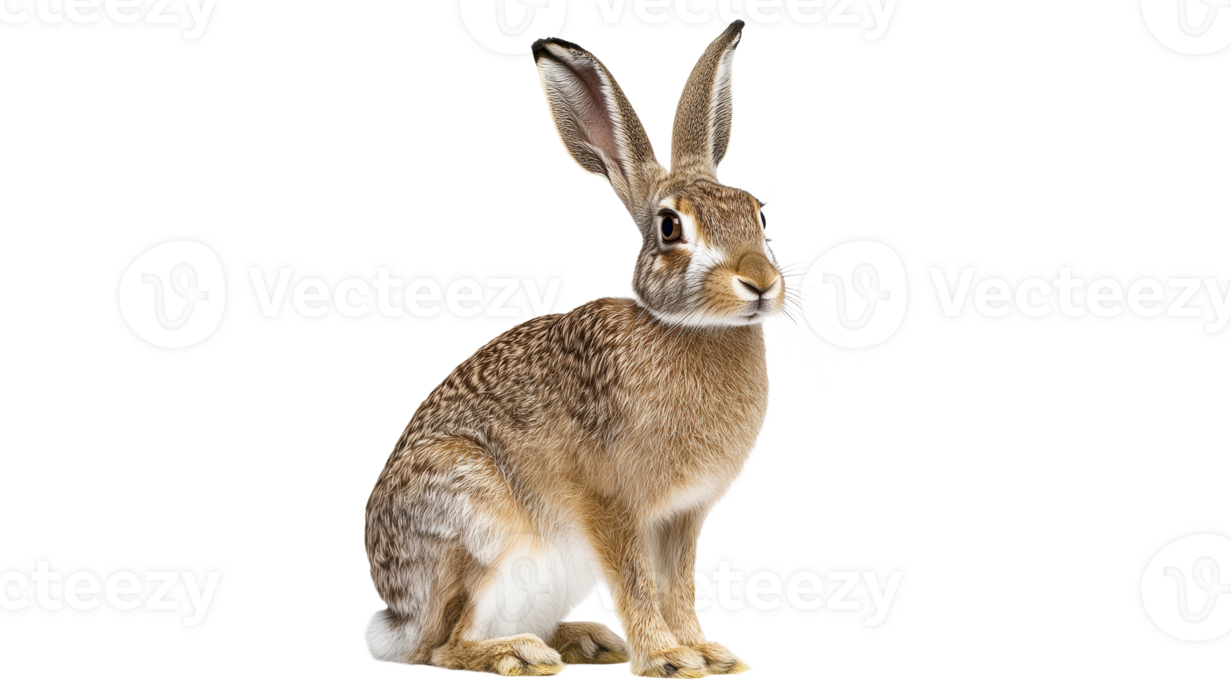 Rabbit sitting calmly with alert expression png