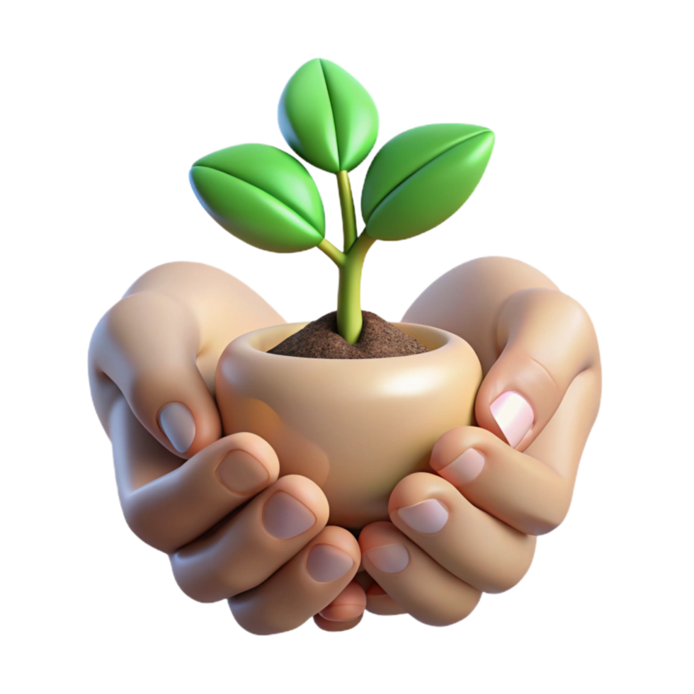 dramatic minimalist Hands Holding Small Plant Isolated Gentle Grip authentic png