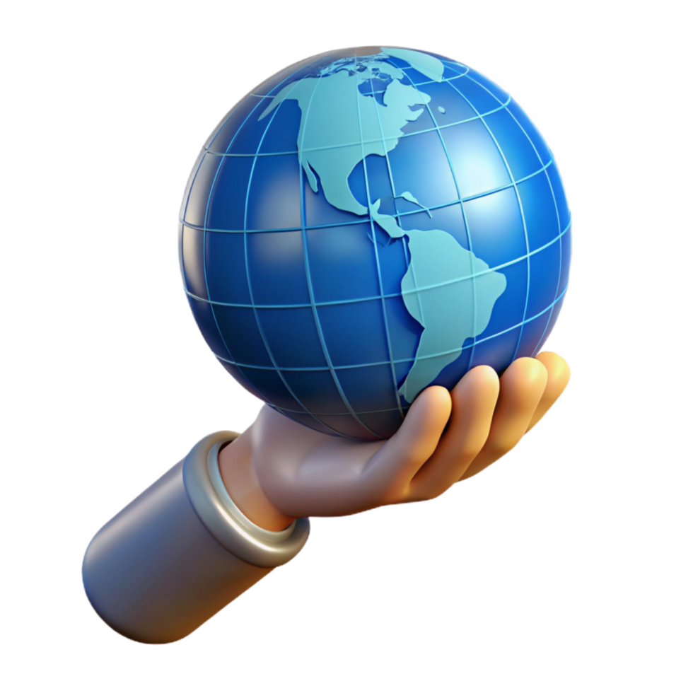 magnificent minimalist Hand with Globe Top View Transparent Background original png